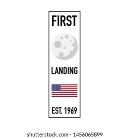 moon first landing 1969 modern banner vector illustration