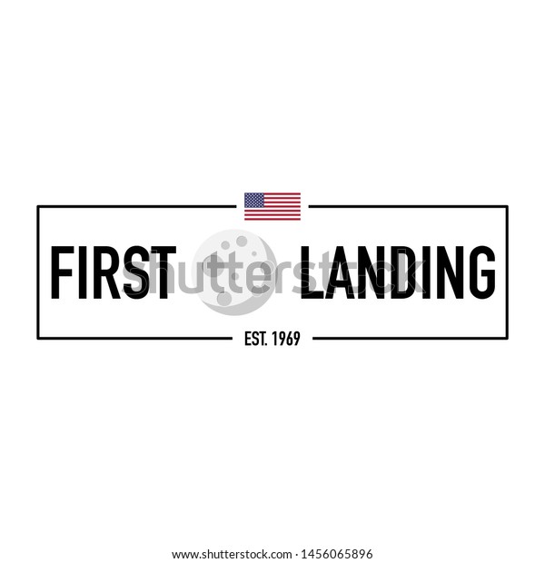moon\
first landing 1969 modern banner vector\
illustration