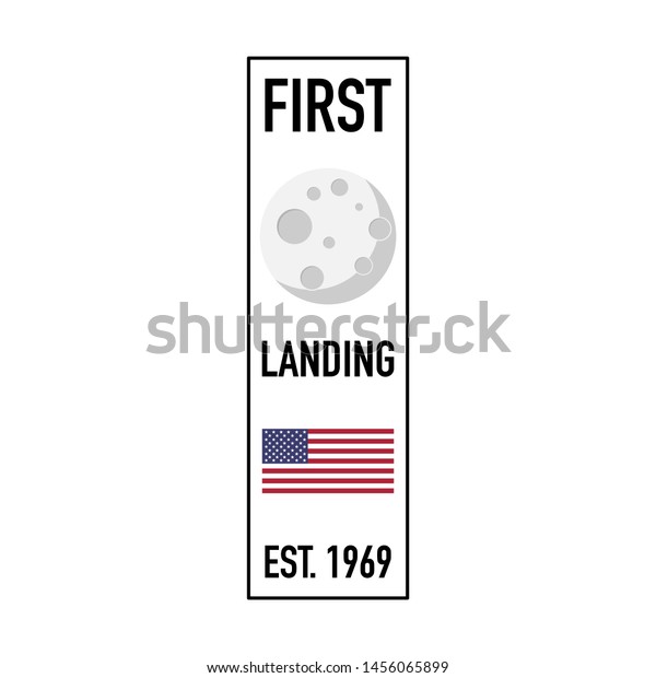 moon\
first landing 1969 modern banner vector\
illustration