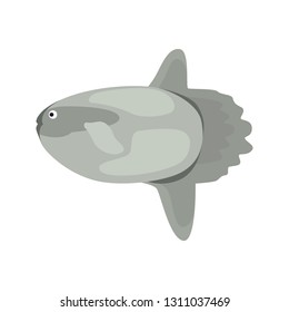 Moon fish color vector icon. Flat design