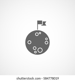 Moon With Flag Flat Icon On White Background