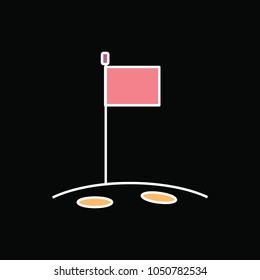 Moon flag icon. Cartoon Moon flag vector icon for web design isolated on black background