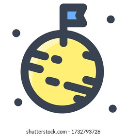 Moon Flag Icon, Illustration of Astronomy, Geographic, Sky, Solar System  with Filled and Line Style for Website User Interface  Mobile and Wallpaper
