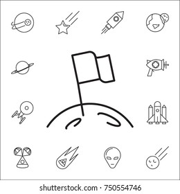 Moon flag icon. Set of space icons. Signs, outline symbols collection, simple thin line icons for websites, web design, mobile app, info graphics on white background