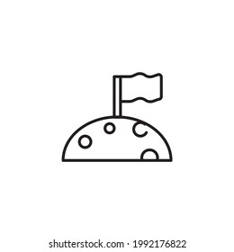 Moon with flag icon in trendy flat style isolated. Eps 10. Flag on the moon icon. Elements of space Icon. Space colonies flag on the Moon icon. Simple line