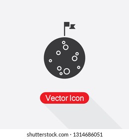 Moon With Flag Icon Vector Illustration Eps10