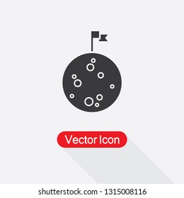 Moon With Flag Icon Vector Illustration Eps10