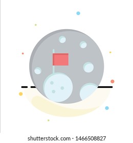 Moon, Flag, Space, Planet Abstract Flat Color Icon Template. Vector Icon Template background