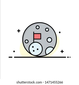 Moon, Flag, Space, Planet Business Logo Template. Flat Color