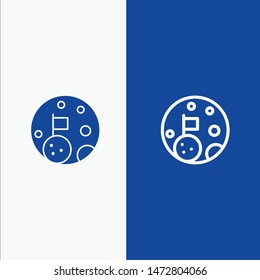 Moon, Flag, Space, Planet Line and Glyph Solid icon Blue banner