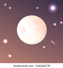 moon with flag and stars flat design icon