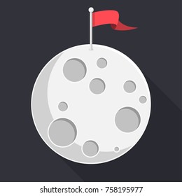 moon with flag and stars flat design icon