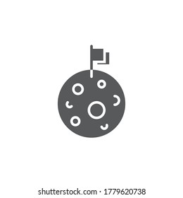 Moon with Flag vector icon symbol isolated on white background