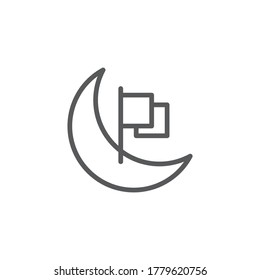 Moon with Flag vector icon symbol isolated on white background
