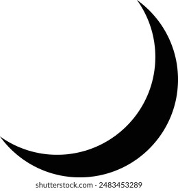 Moon flat black vector icon.