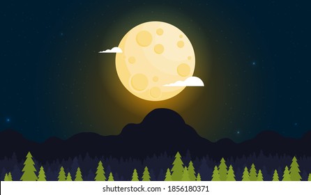Moon in flat dasign style.