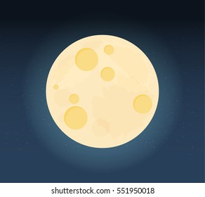 Moon in flat dasign style.