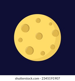 Moon in flat dasign style. Night space astronomy and nature moon icon.