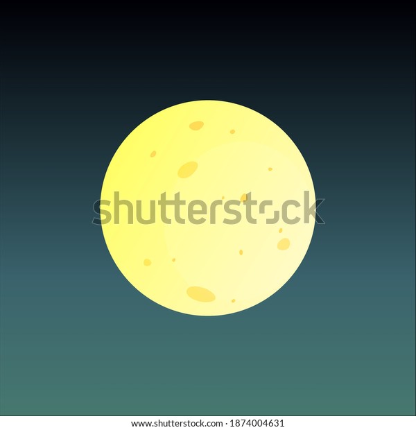 Moon in flat dasign style. Night space astronomy\
and nature moon icon. Gibbous vector on dark background. Cartoon\
planet moon icon.