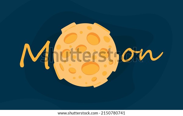 Moon in flat\
dasign style. Night space astronomy and nature moon icon. Vector\
illustration on dark background. Cartoon planet moon icon. Science\
astronomy Earth satellite in\
space