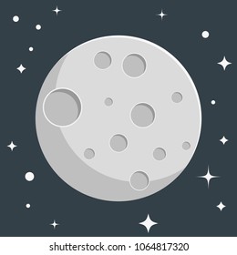 Moon flat design with stars