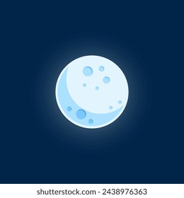 La luna en un estilo de diseño plano. Ilustración vectorial de luna llena aislada en fondo de noche oscuro