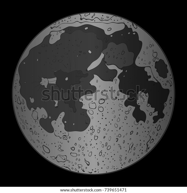 Moon in flat design style. Gibbous vector on dark\
background. Cartoon planet moon icon. Science astronomy Earth\
satellite in space
