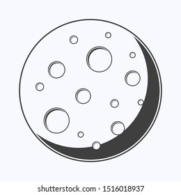 Moon flat design style on white background, vector illustration