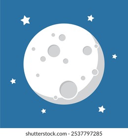 Moon in flat design style. Simple vector illustration.