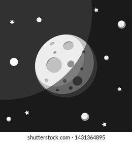 Moon in flat design style. Vector illustration