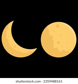 Moon in flat design style. Vector illustration over the sky
