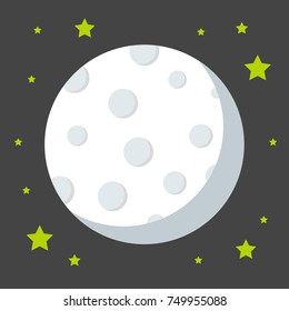 Moon in flat design style. Vector illustration.