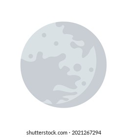 Moon flat design vector illustration, Science astronomy Earth satellite in space, isolated on a white background