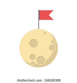 Moon, Flat design, vector illustration, isolated on white background
