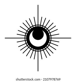 Moon flat icon. Black moon for astrology, tarot, esoteric, magic and mystic. Vector illustration isolated on white background. EPS 10
