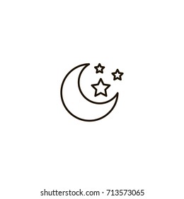 Moon flat icon. Single high quality symbol of line halloween vector for web design or mobile app. Color sign of party for design logo. Single pictogram on white background