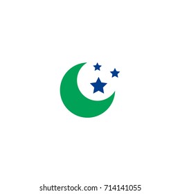 Moon flat icon. Single high quality symbol of line halloween vector for web design or mobile app. Color sign of party for design logo. Single pictogram on white background