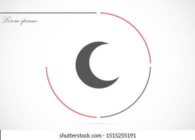 Moon flat icon. Moon vector icon on background. moon icon for web and app.Moon Astronomical logo design icon