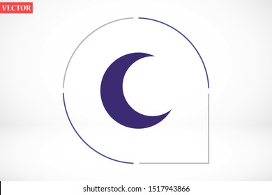 Moon flat icon. Moon vector icon on background. moon icon for web and app.Moon Astronomical logo design icon