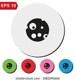 Moon flat round colorful vector icon.