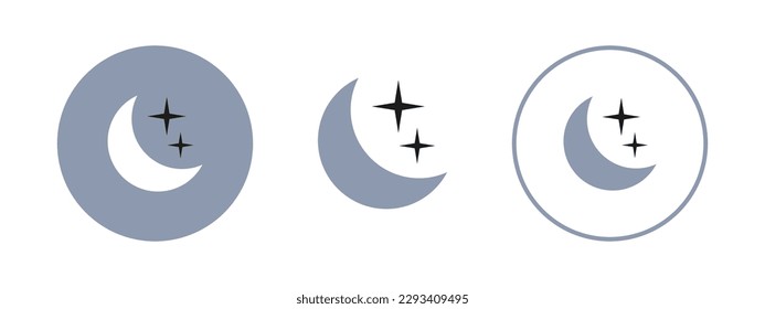 Moon in flat style. Vector icon night. Moon and star sign.