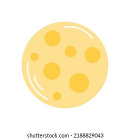 Moon in flat style, vector illustration on white background.