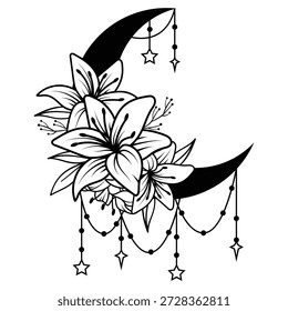 Crescente Floral Moon Boho