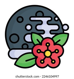 Moon with flower beautifully designed vector