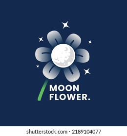 diseño del logotipo de la luna con flor