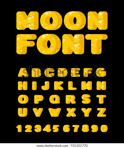 Moon Font Yellow Letters Moon Texture Stock Vector (Royalty Free) 735101770