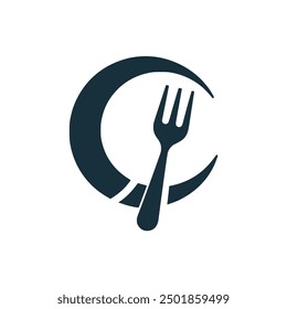 moon fork restaurant logo vector illustration template design