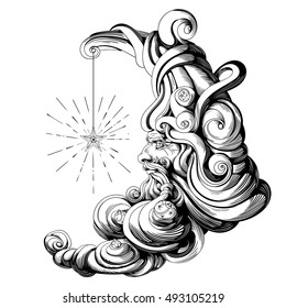 the moon in the form of an old man