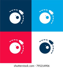 Moon four color material and minimal icon logo set in red and blue