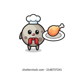 moon fried chicken chef cartoon character , cute design